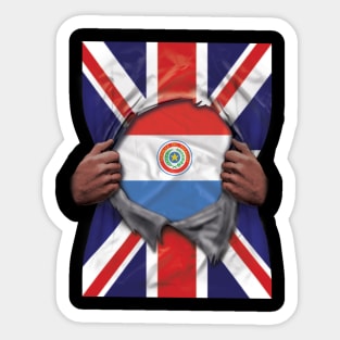 Paraguay Flag Great Britain Flag Ripped - Gift for Paraguayan From Paraguay Sticker